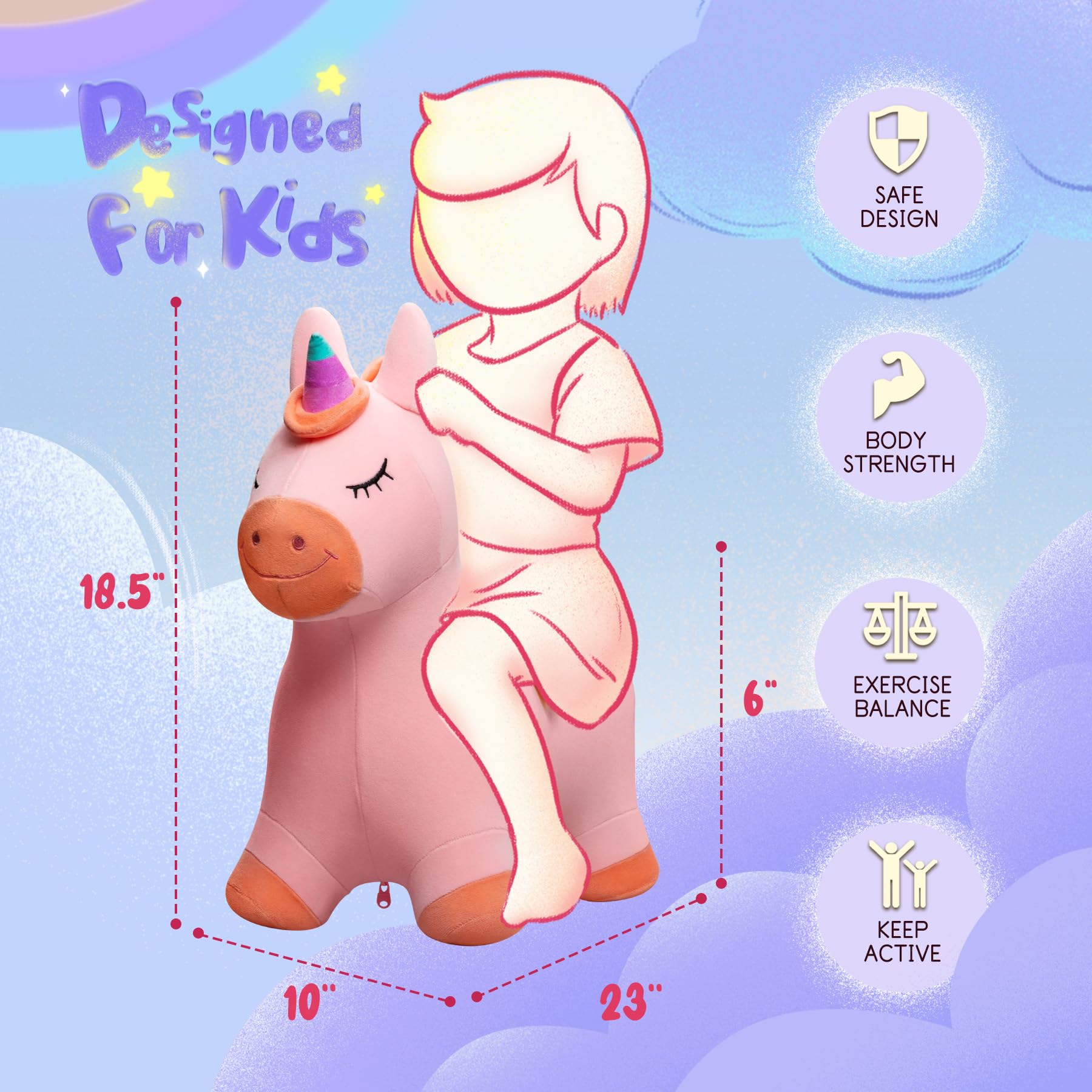 INPODAK Animal Hopper, Unicorn Horse Space Hopper - Image 2