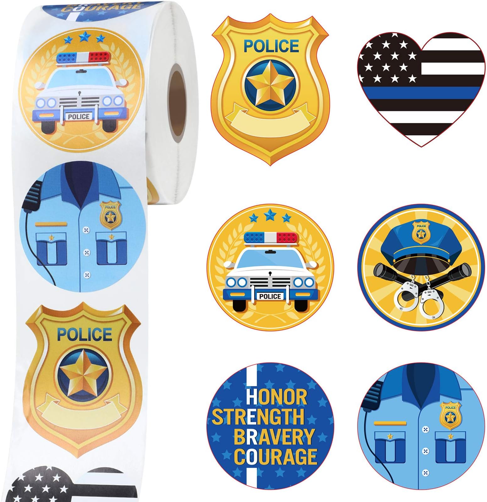 Outus 600 Pcs Police Stickers for Kids Police Party Favors Badge Stickers Police Officer Party Stickers Police Roll Name Tag Label Sticker Decals for Kids Police Birthday Party Supplies