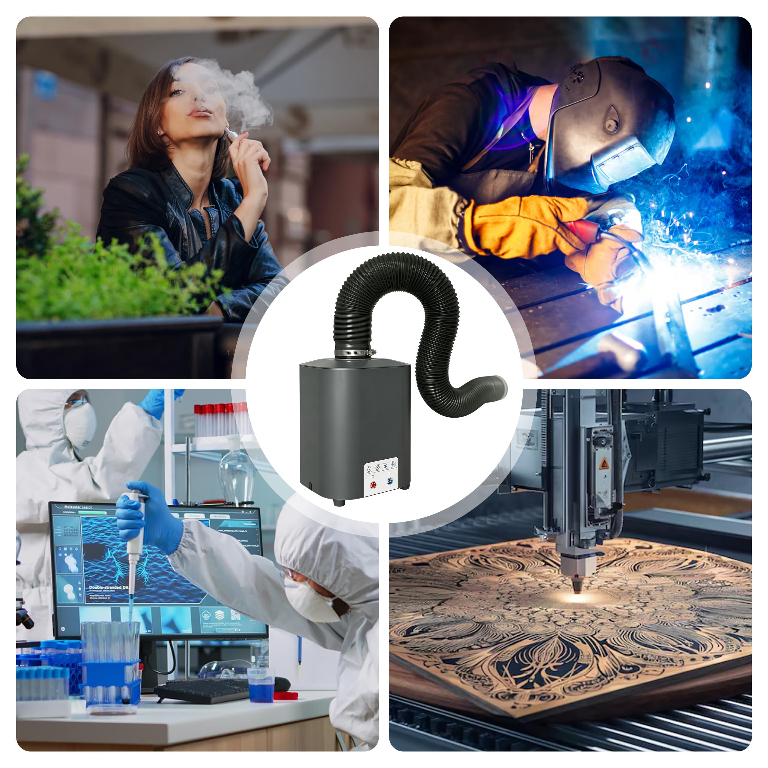 Purificador de aire para grabador láser extracción de humo portátil | para grabador con sistema de filtración de 3 niveles, mini absorbedor de humo, extracción de humo de soldar