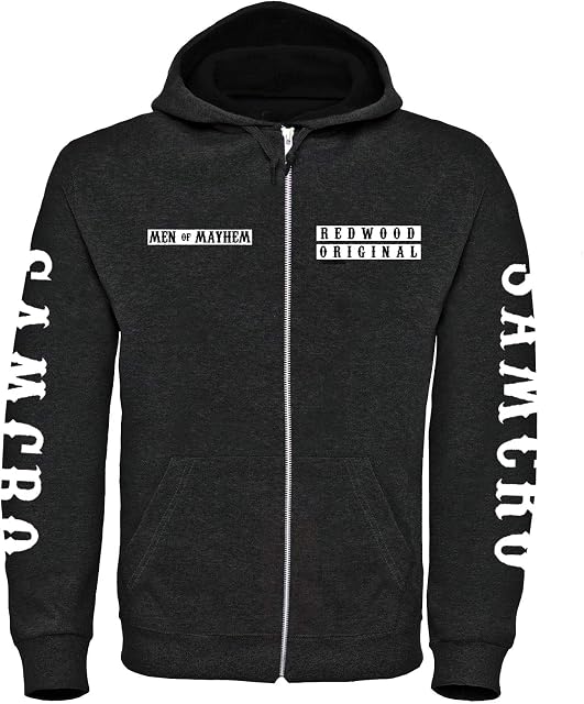 Sons of Anarchy Custom Charter Deluxe Zip Style Hoodie (Small) Black