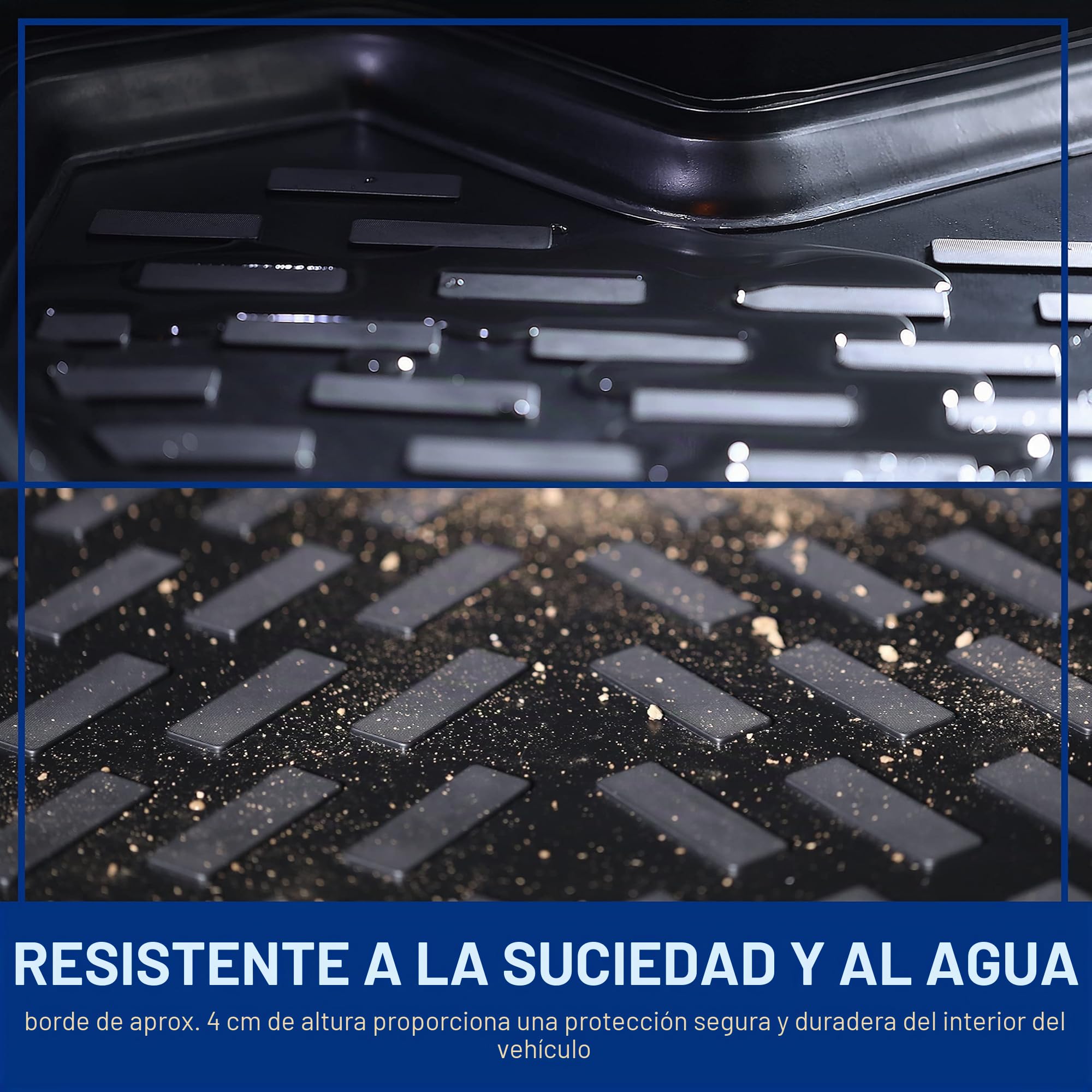 Elmasline - Juego de alfombrillas de goma de diseño 3D, borde extralto de 5 cm