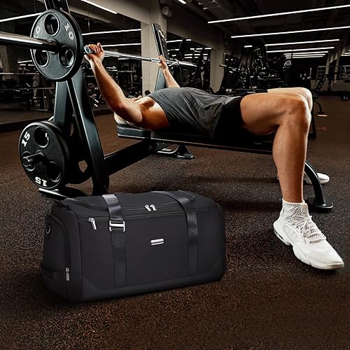 Miniatura 6 de Bolsa de viaje (40 litros) para hombres, bolsa de gimnasio deportiva con compartimento para zapatos y bolsillo húmedo, bolsas de fin de semana para