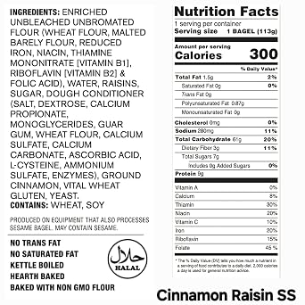 Elie's 10 Blueberry, 10 Plain 10 Cinnamon raisin and 10 Sesame Bagels- 40 total individually wrapped Extended shelf life Bagels