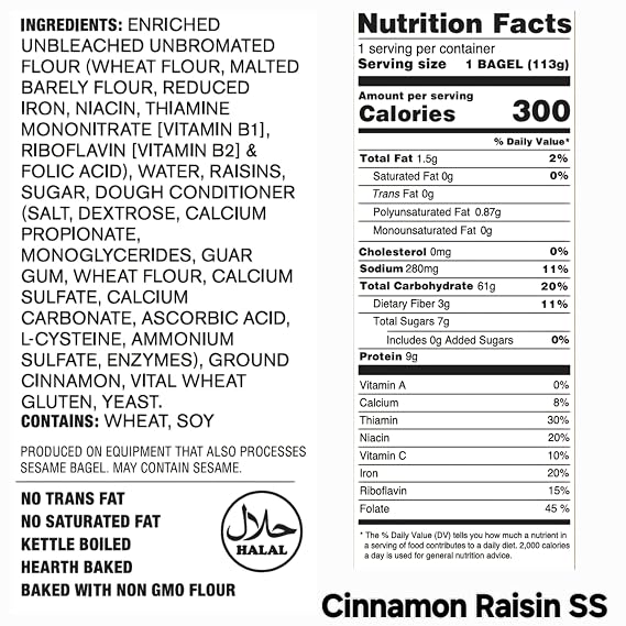 Elie's 10 Blueberry, 10 Plain 10 Cinnamon raisin and 10 Sesame Bagels- 40 total individually wrapped Extended shelf life Bagels