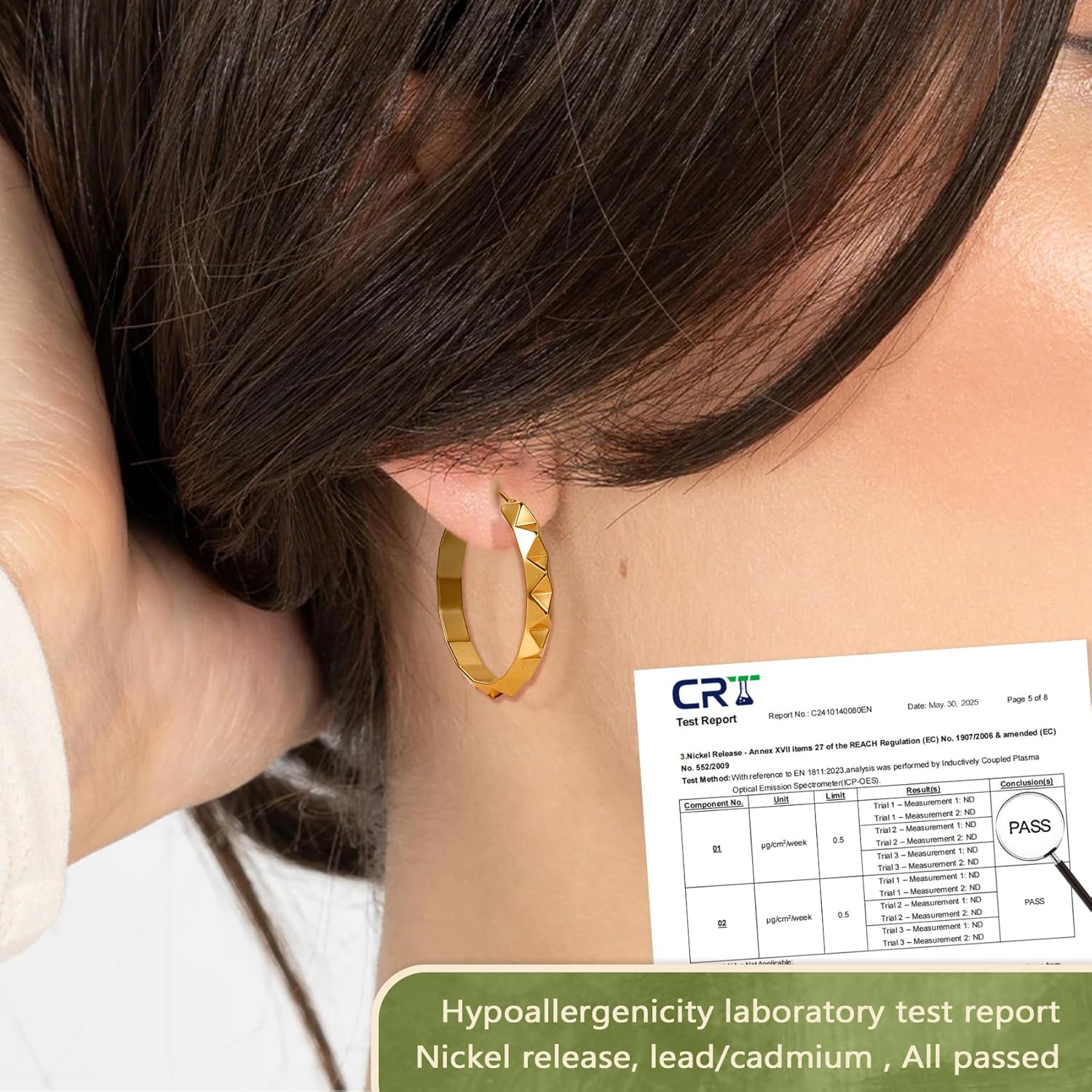 YOUNGYUE 30mm Gold Hoop Earrings for Women Hypoallergenic 925 Sterling Silver Hoop Earrings Lightweight Spike Gold Earrings for Women - Image 4