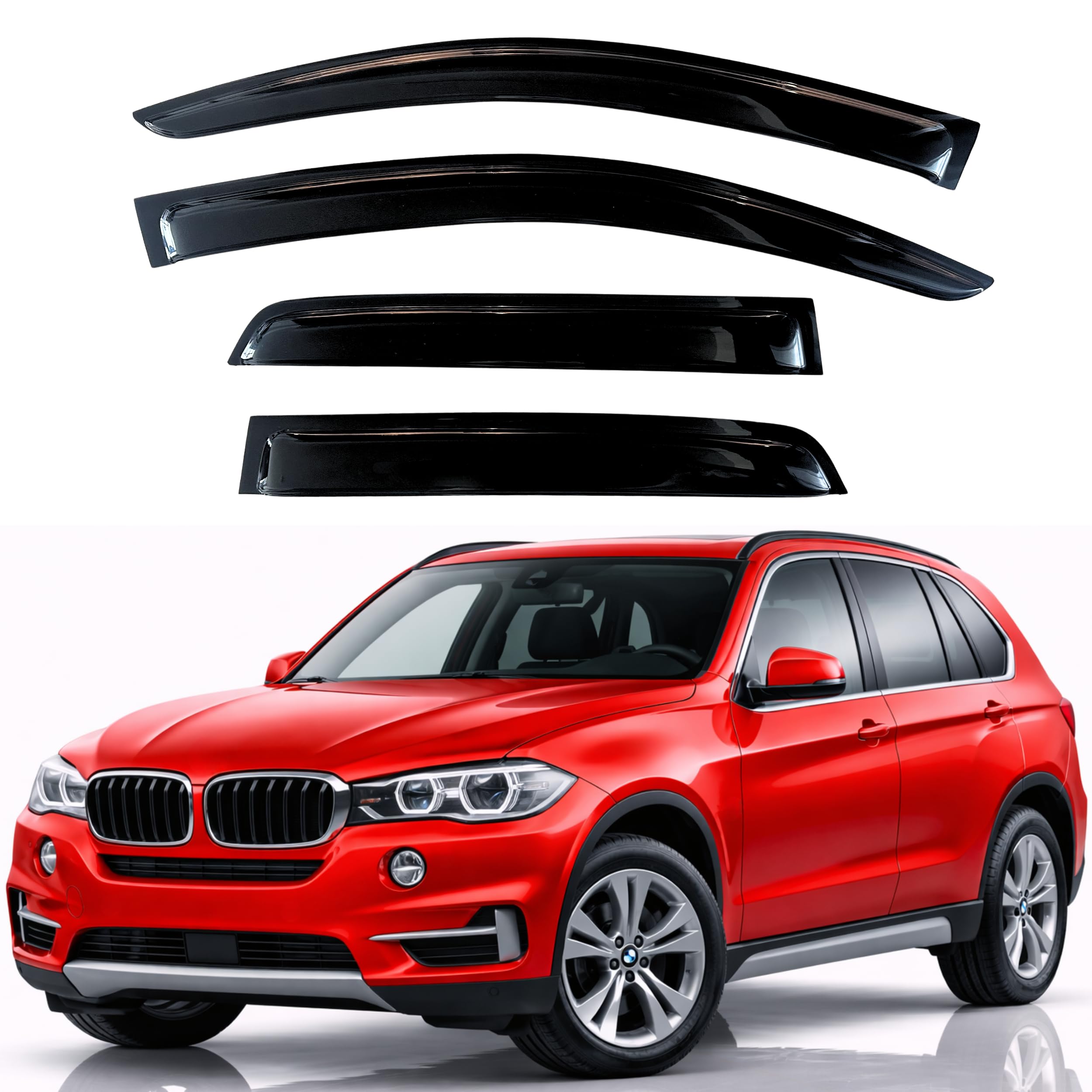 KPY Rain Guards Fit for 2007-2018 BMW X5, Out-Channel Window Visors Vent Wind Deflectors 4PC, Car Accessories for 07-18 BMW X5