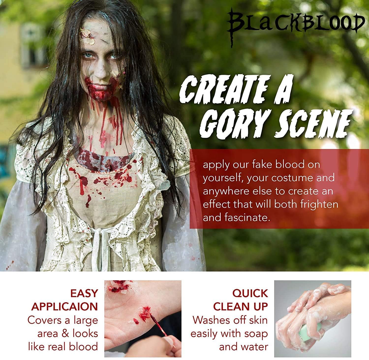 Blackblood The Fake Blood 60ml for Horror Fake Blood Scary Prank & Halloween Party (Bloodyred) (60ml) 3