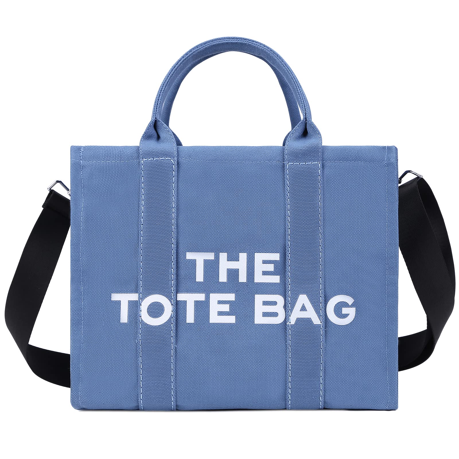 DKIIL NOIYBWomen's Canvas Tote Bags Casual Canvas Crossbody Bag With Zipper  Double Shoulder Straps Canvas Shoulder Bags for School Shopping Work - Main Image