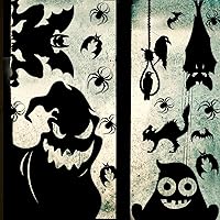 Vista 1 de FOIMAS Adhesivo para ventana de Halloween, silueta de monstruo espeluznante gigante, calcomanías para ventana de casa embrujada, decoración