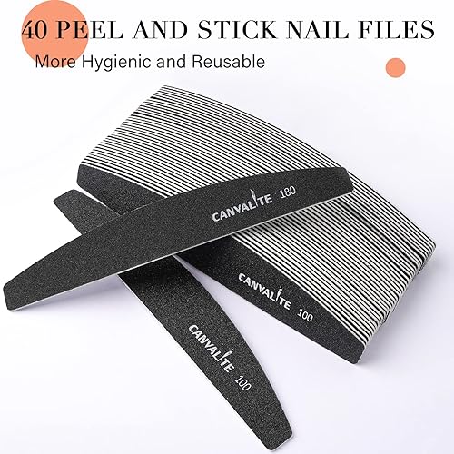 Miniatura 6 de Canvalite 40 limas de uñas de grano 100180, lima de uñas reemplazables, lima de uñas reutilizable para uñas acrílicas, profesionales para uso en