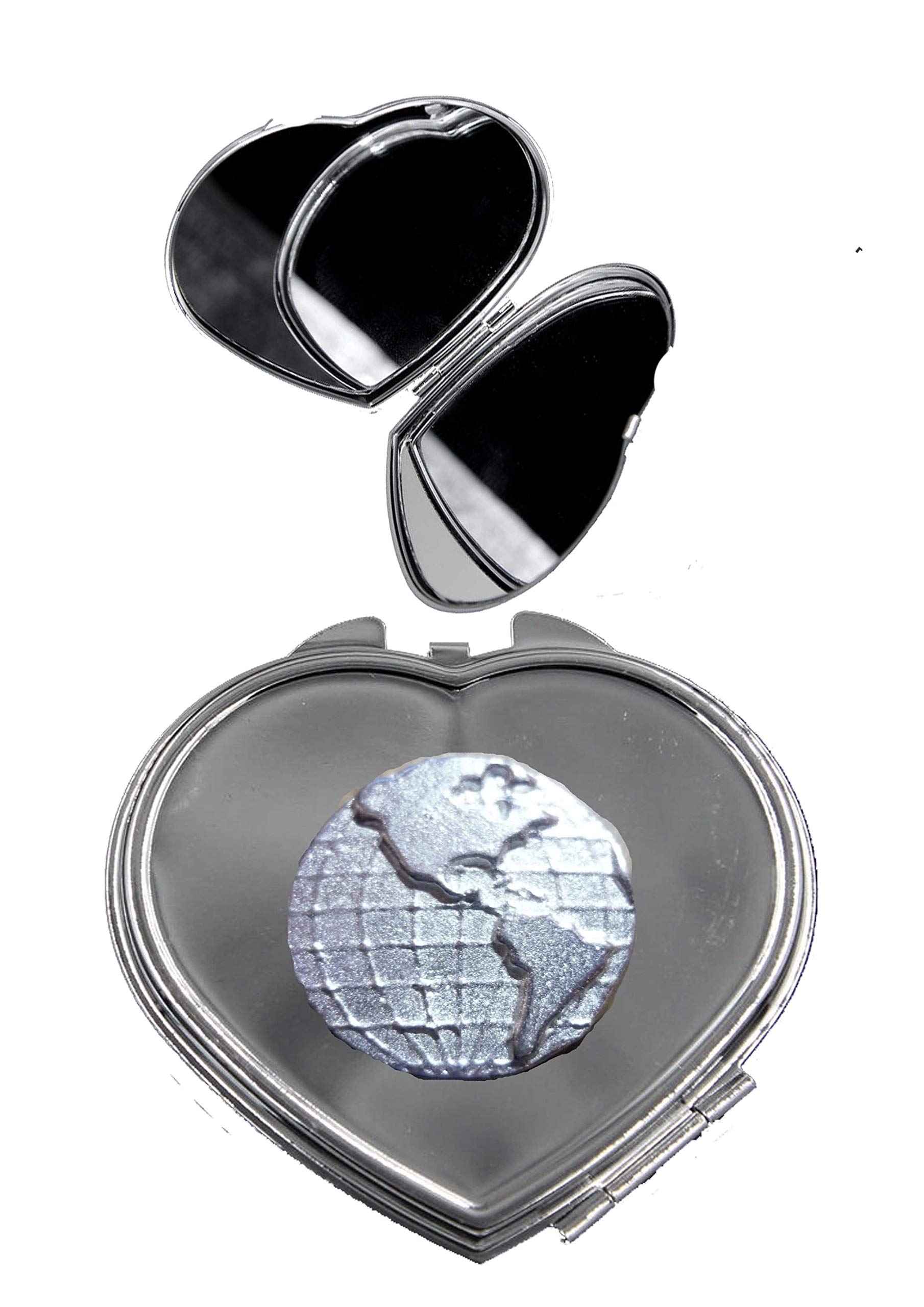 Globe Terre Planet Earth ft190 miroir de poche coeur chrome
