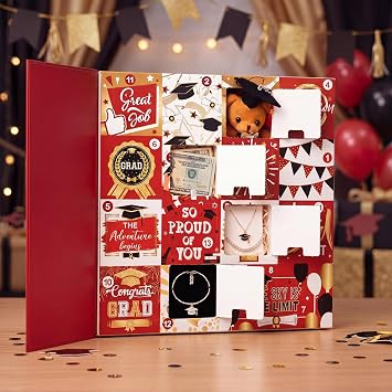 Graduation Advent Calendar Gift Box 16 Days Fill It Yourself Empty Gift Box Empty DIY Graduation Countdown Calender for Graduates Her Him High School CollegeRed