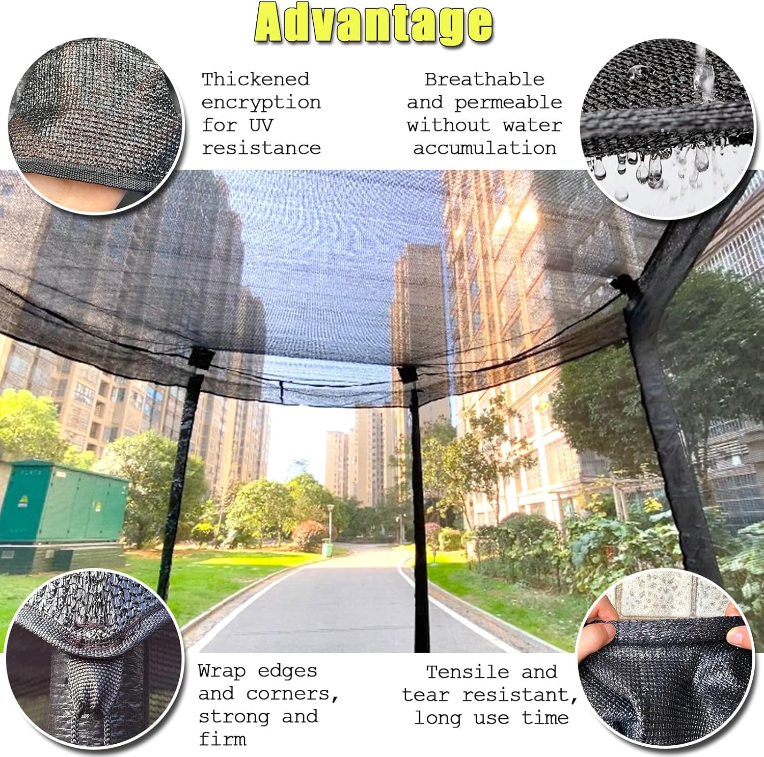 Trampoline Cover,Trampoline Shade Cover for 8ft-14ft Straight Pole Round Trampoline Outdoor Sun Protection Block Leaves,Only Trampoline Top Cover (14FT 6 poles)