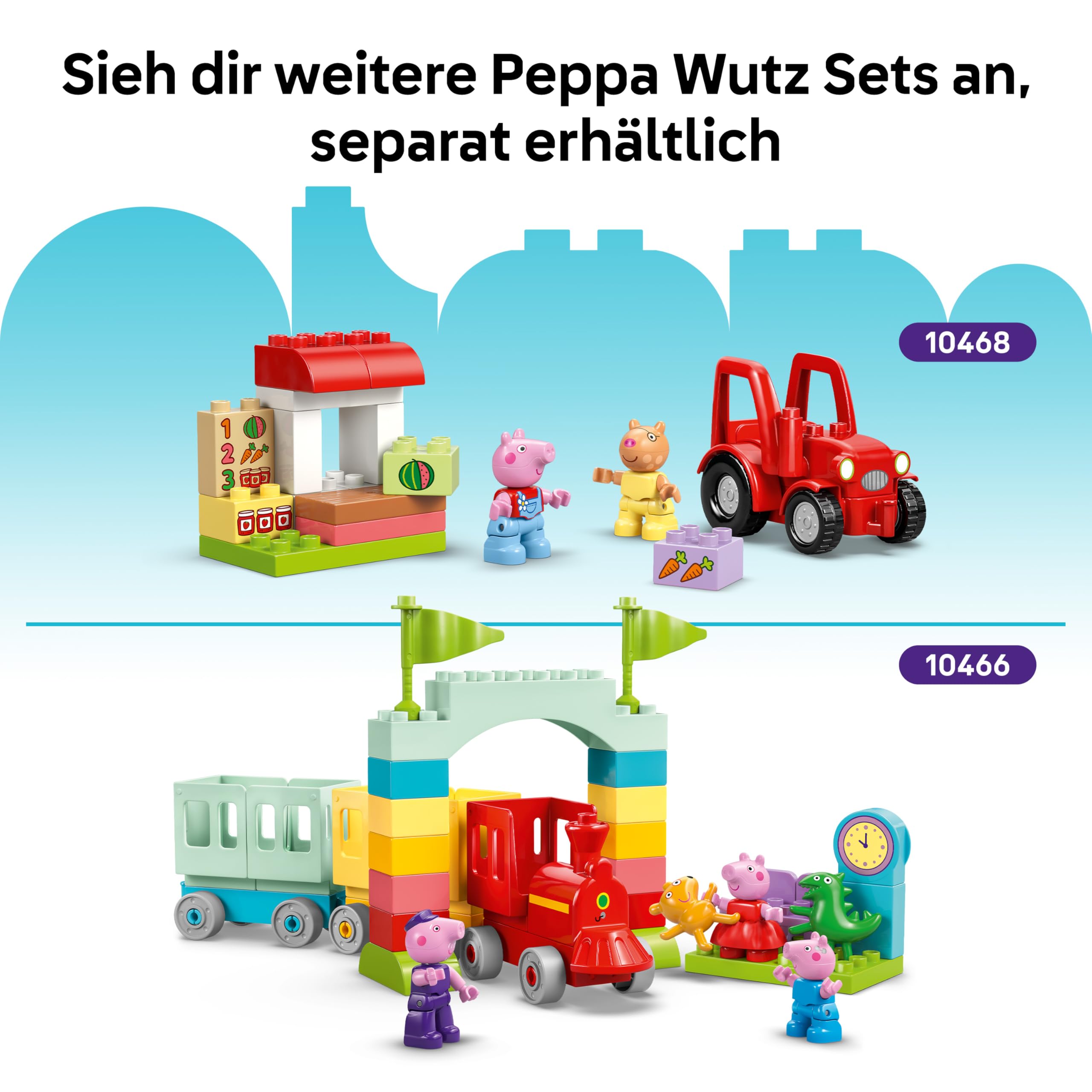 LEGO DUPLO Peppa Wutz Familienhaus - Lernspielzeug zur Förderung der Motorik - Montessori Spielzeug mit 5 Figuren & Puppenhaus Zubehör - Geschenk für Mädchen & Jungen ab 2 Jahren - 10467