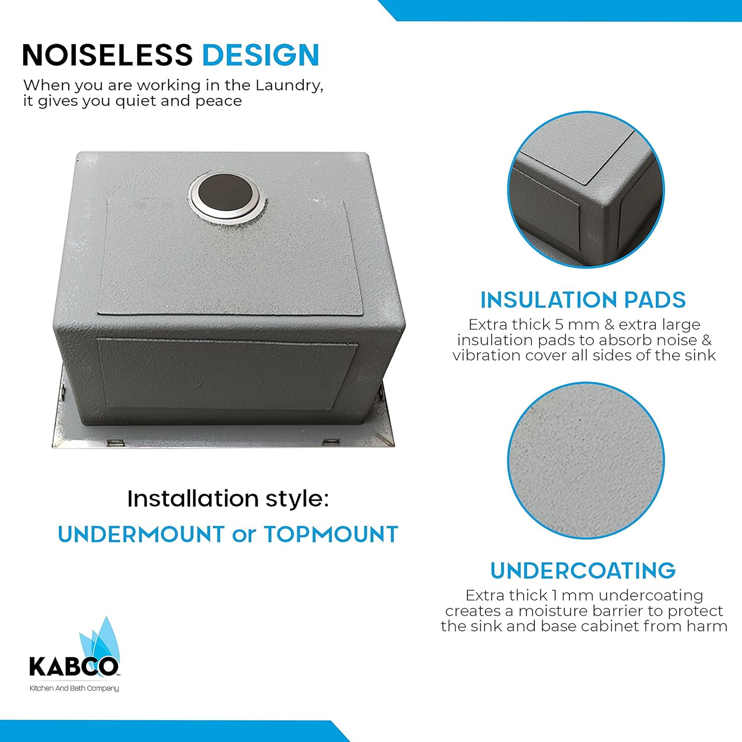 KABCO 25 Inch Wide 12 Inch Deep Commercial Sink 18 Gauge Undermount or Topmount Drop In Single Bowl Stainless Steel Laundry Utility Sink 25 L x 22 W x 12 D Inch
