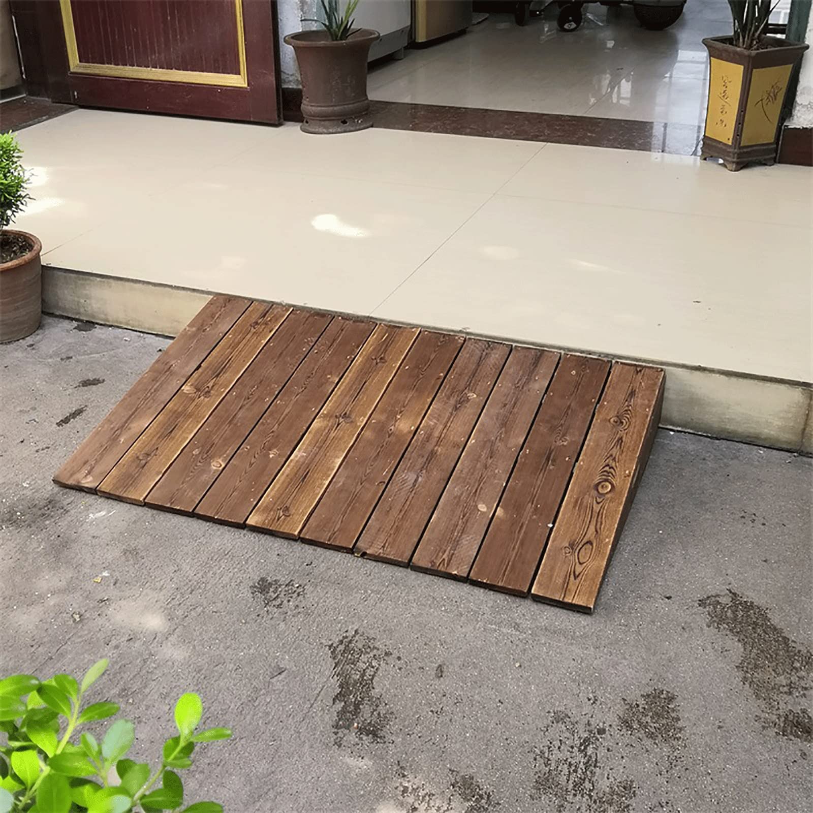 Wooden Threshold Ramp, Sidewalk Curb Ramp Heavy Duty Driveway Ramp Kerb Ramps Wheelchairs Walkers Car Motorcycle Entry Transition Ramp (Size : 60 * 50 * 10cm)