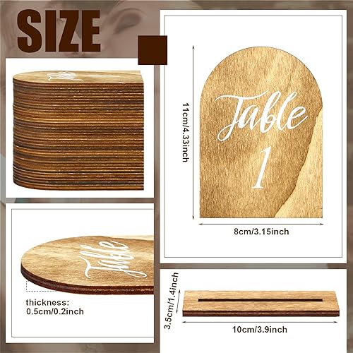 Miniatura 2 de Chunful 20 números de mesa de madera para boda con base de madera, centros de mesa de boda rústicos para mesas, letrero de número para decoración de