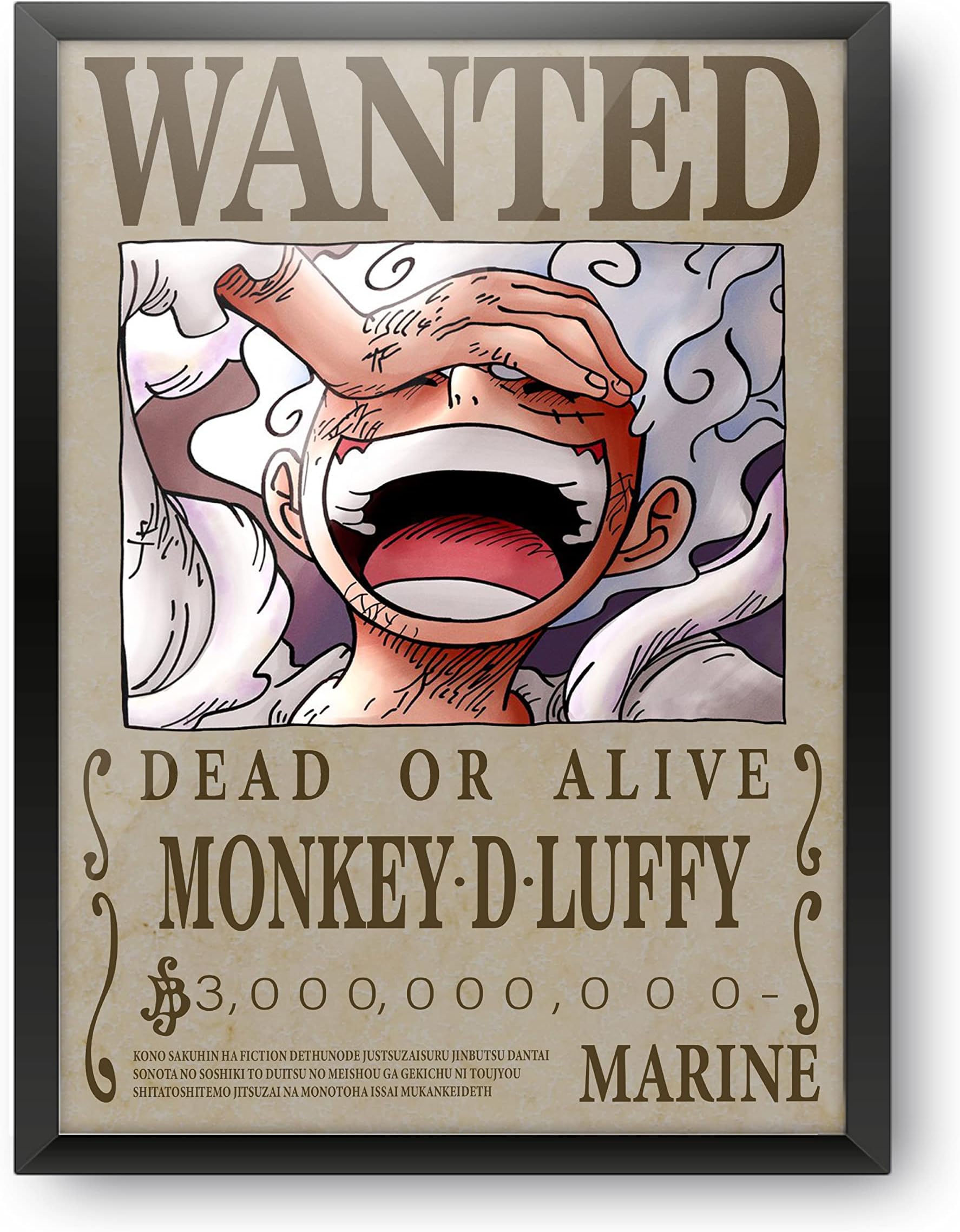 MCSID RAZZ - One Piece - New 3B. wanted Monkey D luffy Design A4 Size Poster (With Frame) - Best Gift For One Piece Fans/Best Artefact To Your Home & Decor/For Anime Fandom