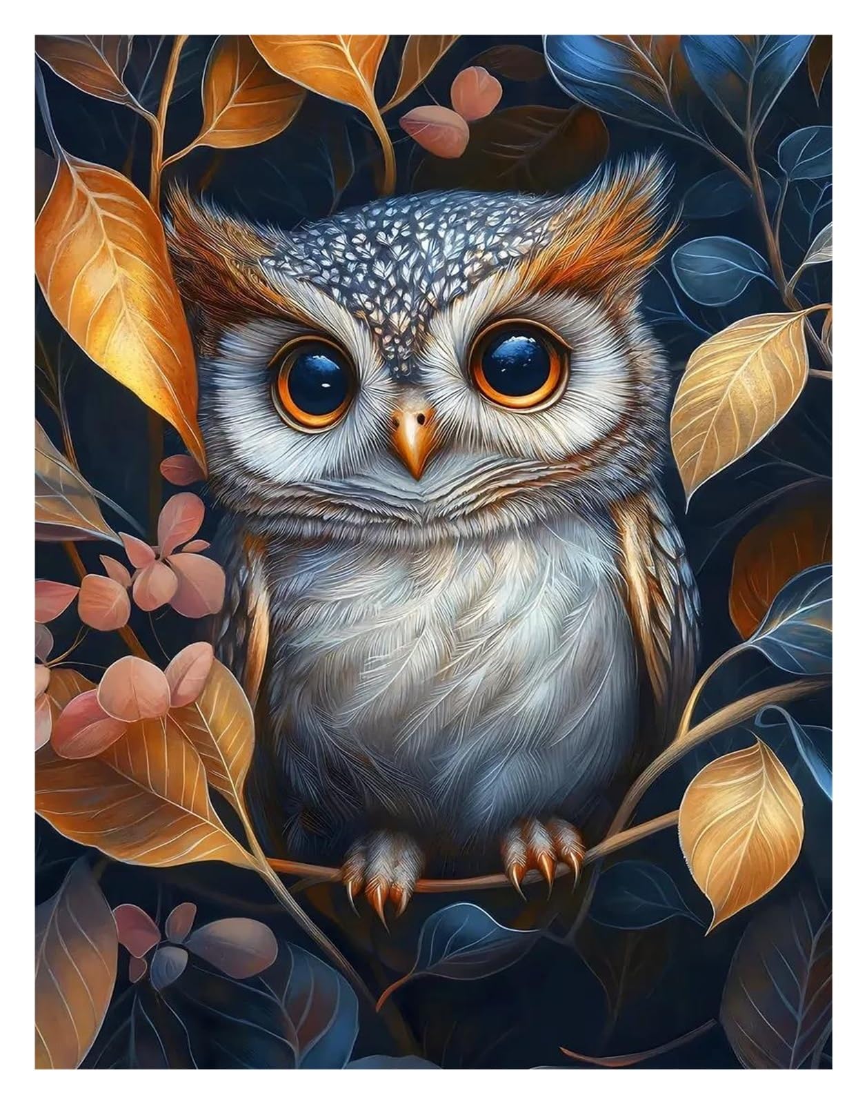 Xenite M Wall Art Canvas Prints Cute Baby Animals In Leaves Posters Prints Vibrant Baby Owl Hedgehog Frog Nature Canvas Painting Wall Picture Home Bedroo Decor(,50X70cm)