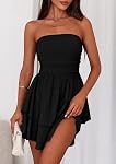 PRETTYGARDEN 2026 Tube sans glissière d'été Mini Robe hors épaule Moussettes A Line Robes de club de soirée courte et fluide pour femme