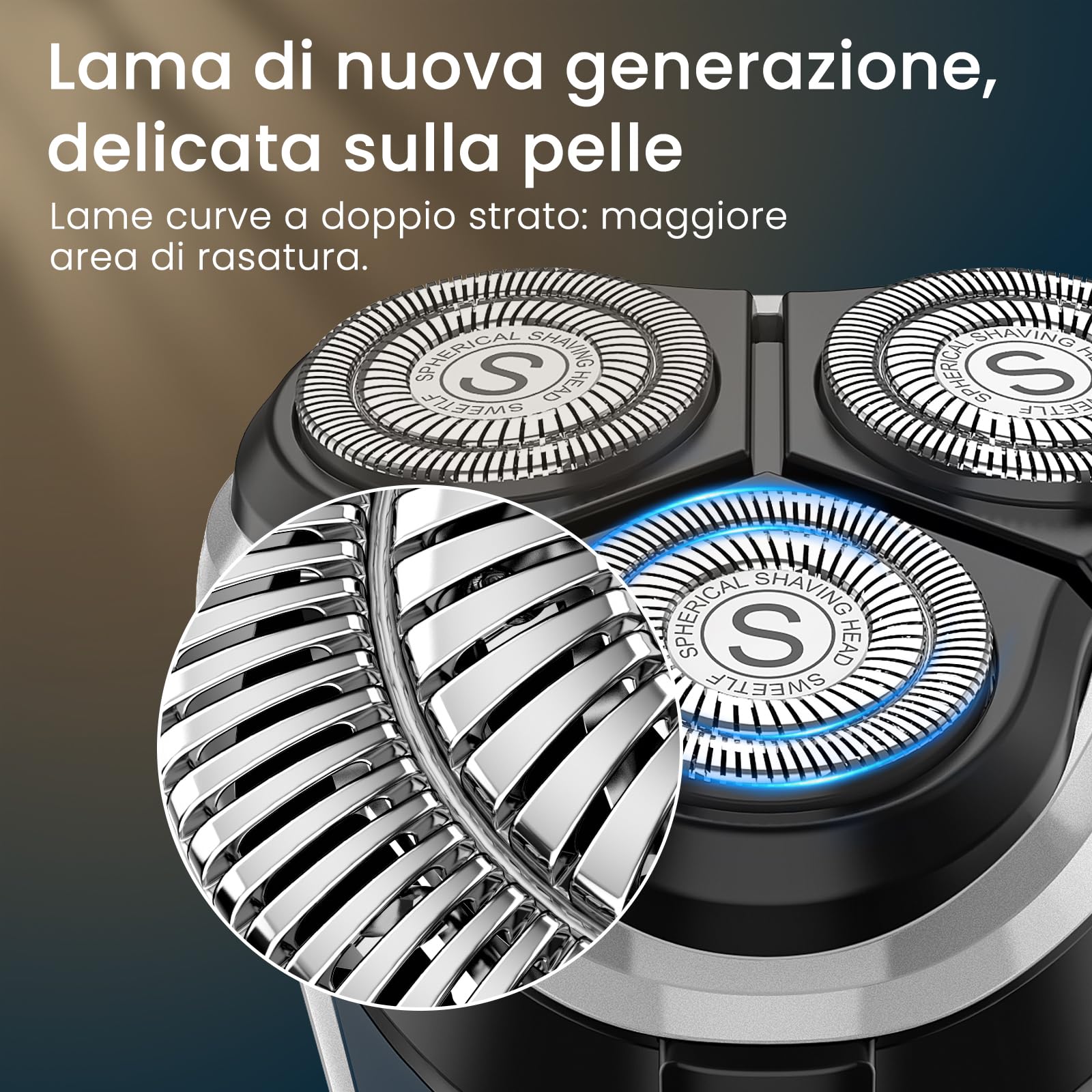 SweetLF Rasoio Elettrico Uomo,Regolabarba con Testine Rotanti 4D, Rasoio Ricaricabile Wet & Dry con Display LED, Rasatura Impermeabile IPX7 Blu Navy (Blu)