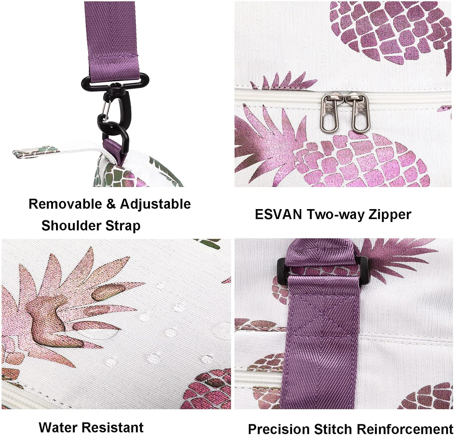 ESVAN Travel Tote Duffel Gym Bag,Weekender Overnight Carry-on Tote Crossbody Bag with Wet Pocket and Trolley Sleeve Upgraded - Image 6