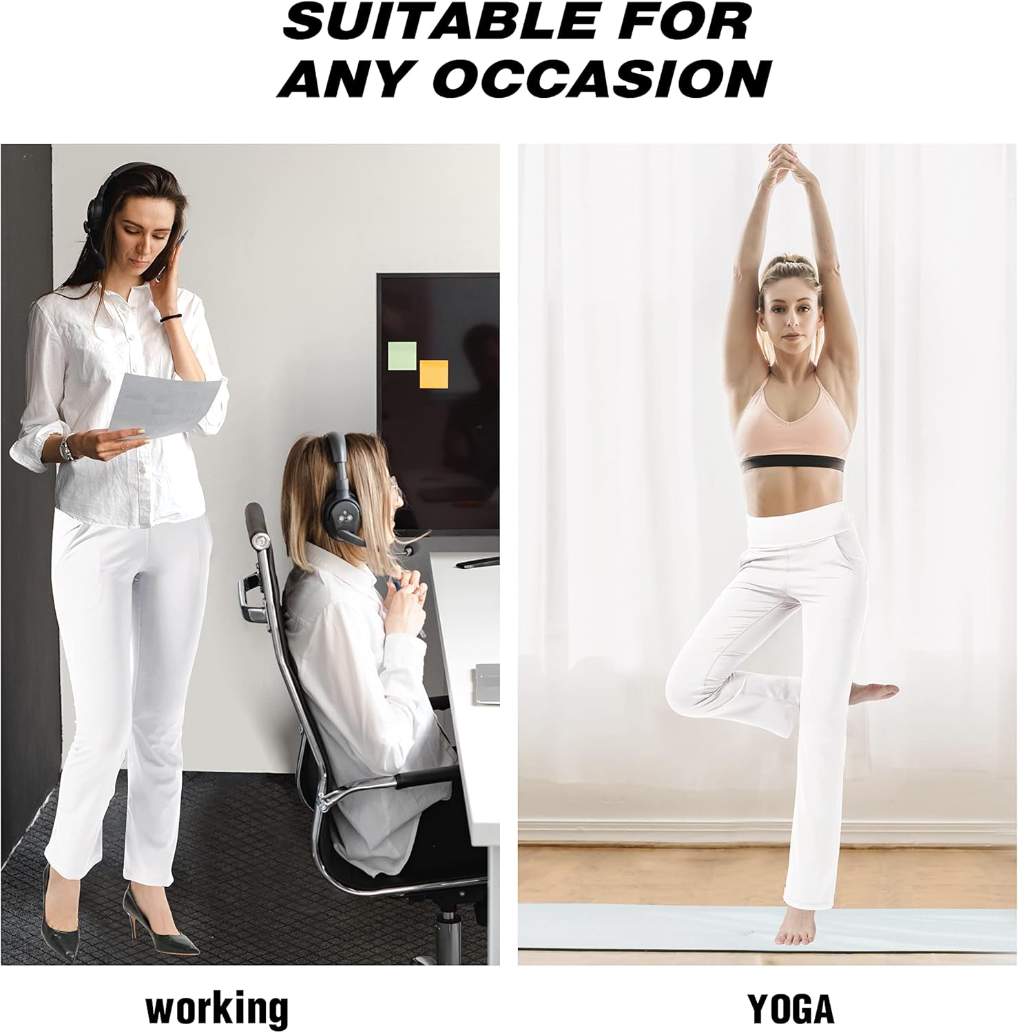 YYDGH Bootcut Yoga Pants For Women High Waisted Yoga Pants With Pockets For Women Bootleg Work Pants Workout Pants Gray S - View #2