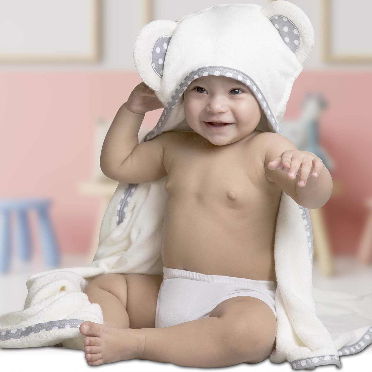 Set of 2 Bamboo Hooded Baby Towels – Large, Luxurious and Ultra Absorbent – 30 x 30 Inch – Soft and Suitable Bamboo Baby Bath Towels for Infants, Toddlers and Kids – 400 GSM for Boys and Girls : Baby