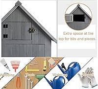 Vista 6 de Campfun Cobertizo de almacenamiento impermeable al aire libre, armario de almacenamiento al aire libre de madera con techo impermeable, armario