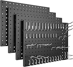 Peg Board, 4 Pack Metal Pegboard Panels Black Pegboards Wall Organizer w...