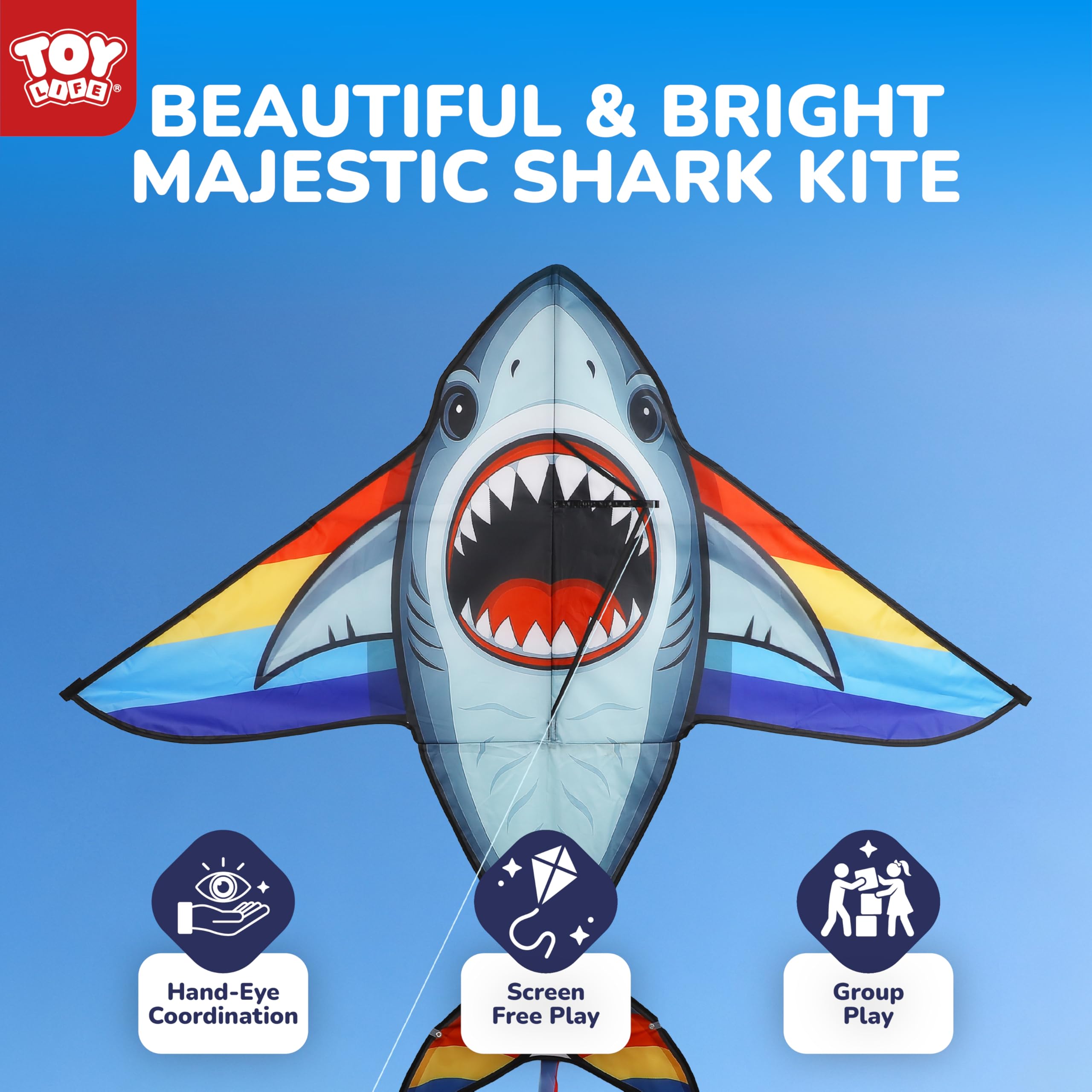 TOY Life 55.9'' Kites Easy to Fly for Kids Adults with 328.1 FT String, Beach Kite Outdoor Game Outside Toys Activity, Beach Toys for Kids, Gift for Boys Ages 4-8 - 3