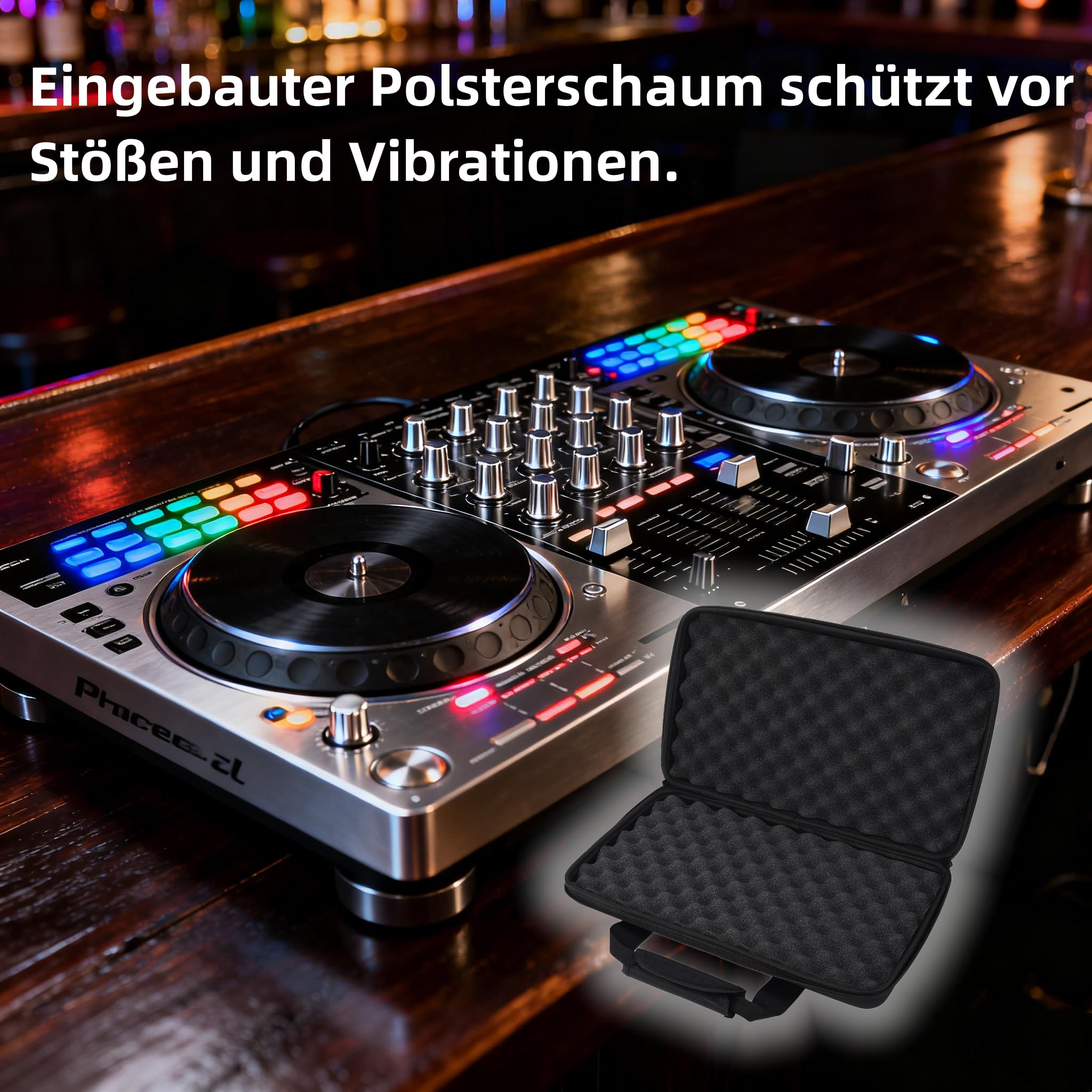Hartschalenkoffer, Tragbare Schutztasche f¨¹r DJ-Controller, Doppelkanal-Controller, professionell und robust, f¨¹r Profis und Anf?nger, auf der Stra?e und im Studio
