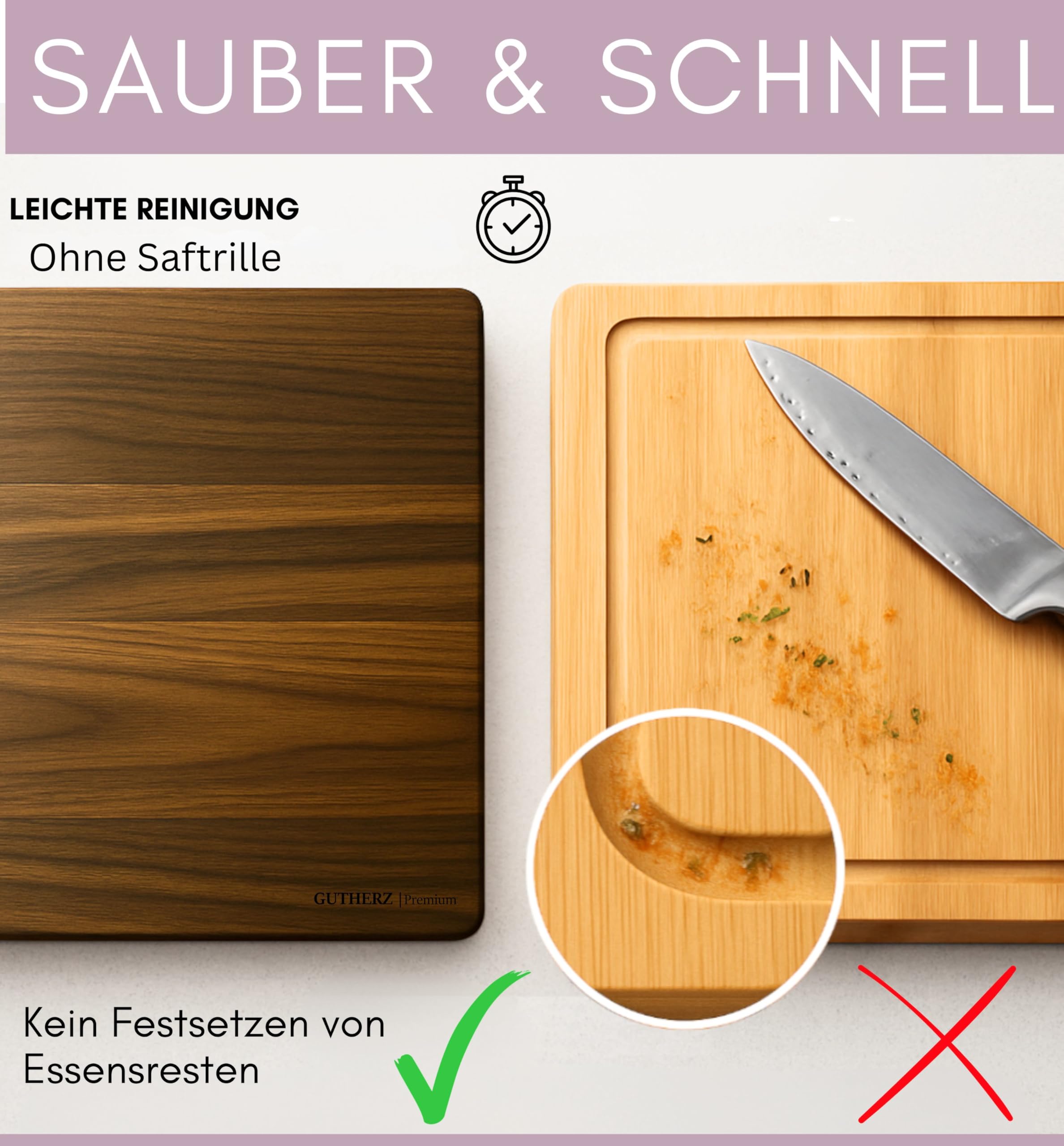 Schneidebrett aus Nussbaumholz XXL | 60 x 40 x 3 cm | Massives Walnussholz | Robustes Hackbrett aus Edelholz | Extra Groß & Messerfreundlich (Nussbaumholz, 60 x 40 x 3 cm)
