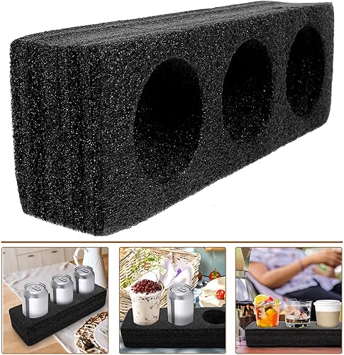 Miniatura 8 de ULTECHNOVO Soporte para bebidas para llevar, bandeja portavasos, bandeja para llevar con 3 agujeros, soporte para bebidas frías y calientes, soporte