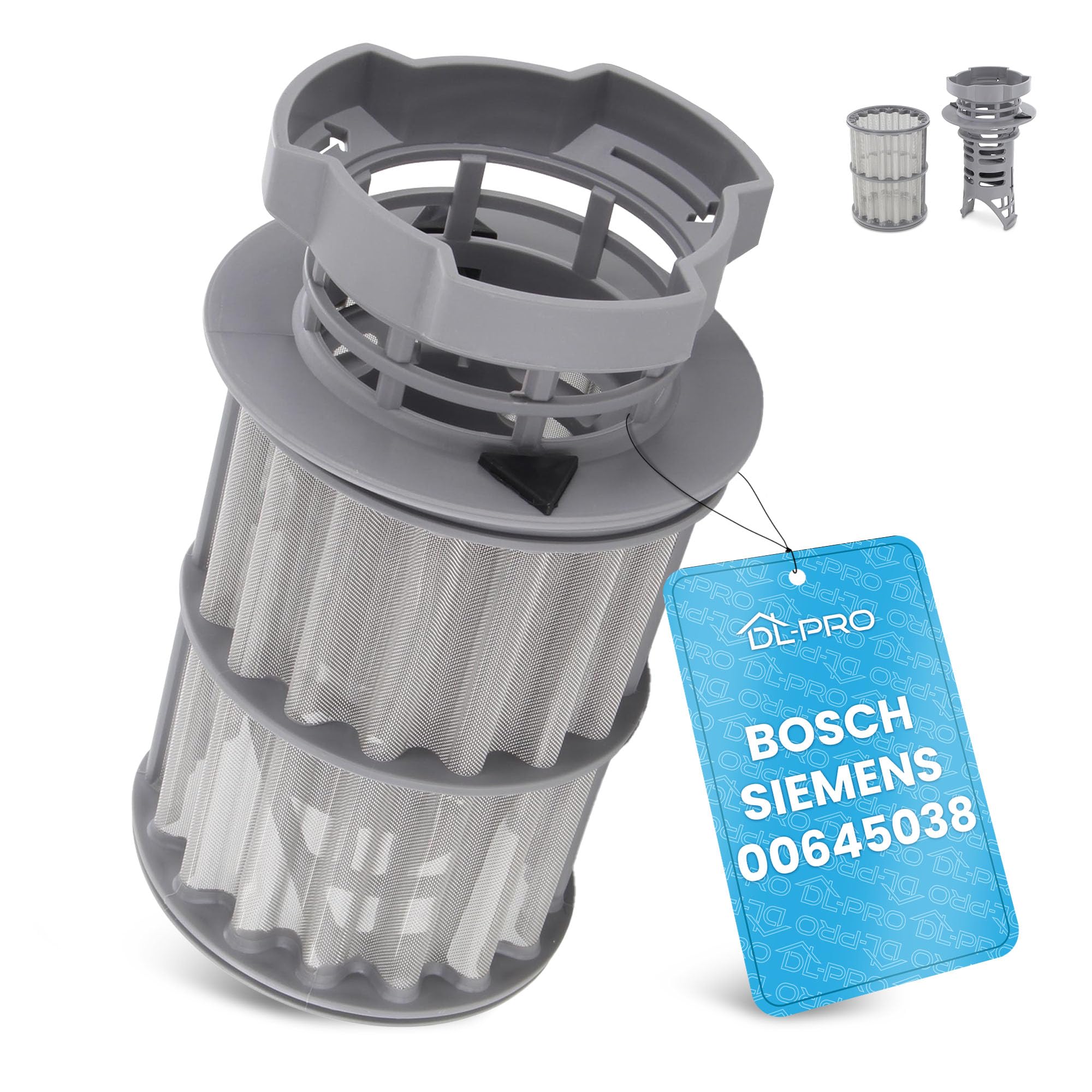 DL-pro Filtr sitko gruboziarniste + mikrofiltr do Bosch Siemens 00645038 645038 dwuczęściowy drobny sitko do zmywarki SuperSilence Logixx PerfectDry iQ300 Serie 2 4 6