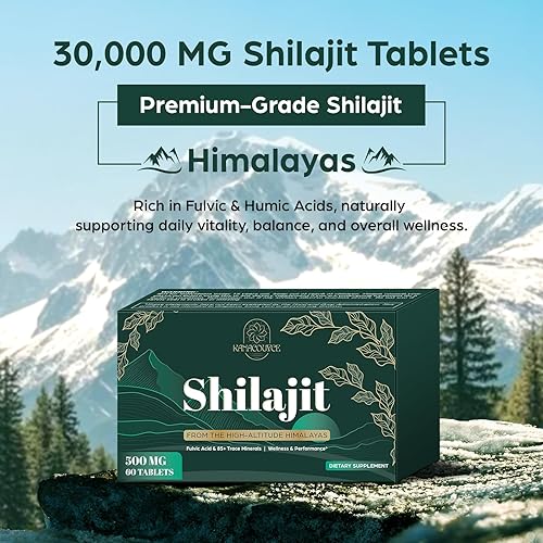Miniatura 3 de Tabletas Shilajit de 30,000 MG, Shilajit Himalayan Organic, con ácido fúlvico y más de 85 minerales traza, más eficaz que la resina y cápsulas de