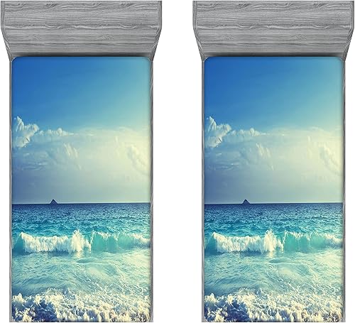 Miniatura 10 de Ambesonne Sábana bajera ajustable para amantes de los perros, patrón de estampado de patas, diseño de rombos en forma de rombo, arreglo geométrico,