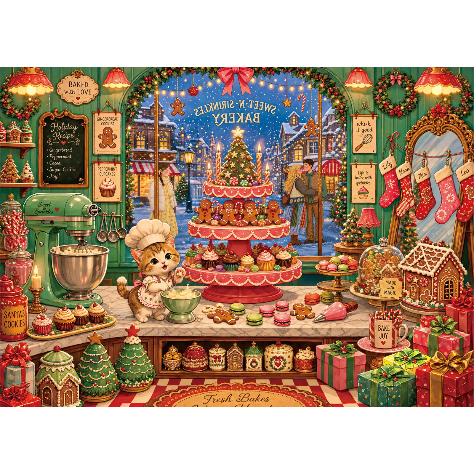 HUADADA 1000 Piece Jigsaw Puzzles for Adults-Christmas Dessert Shop — image 1