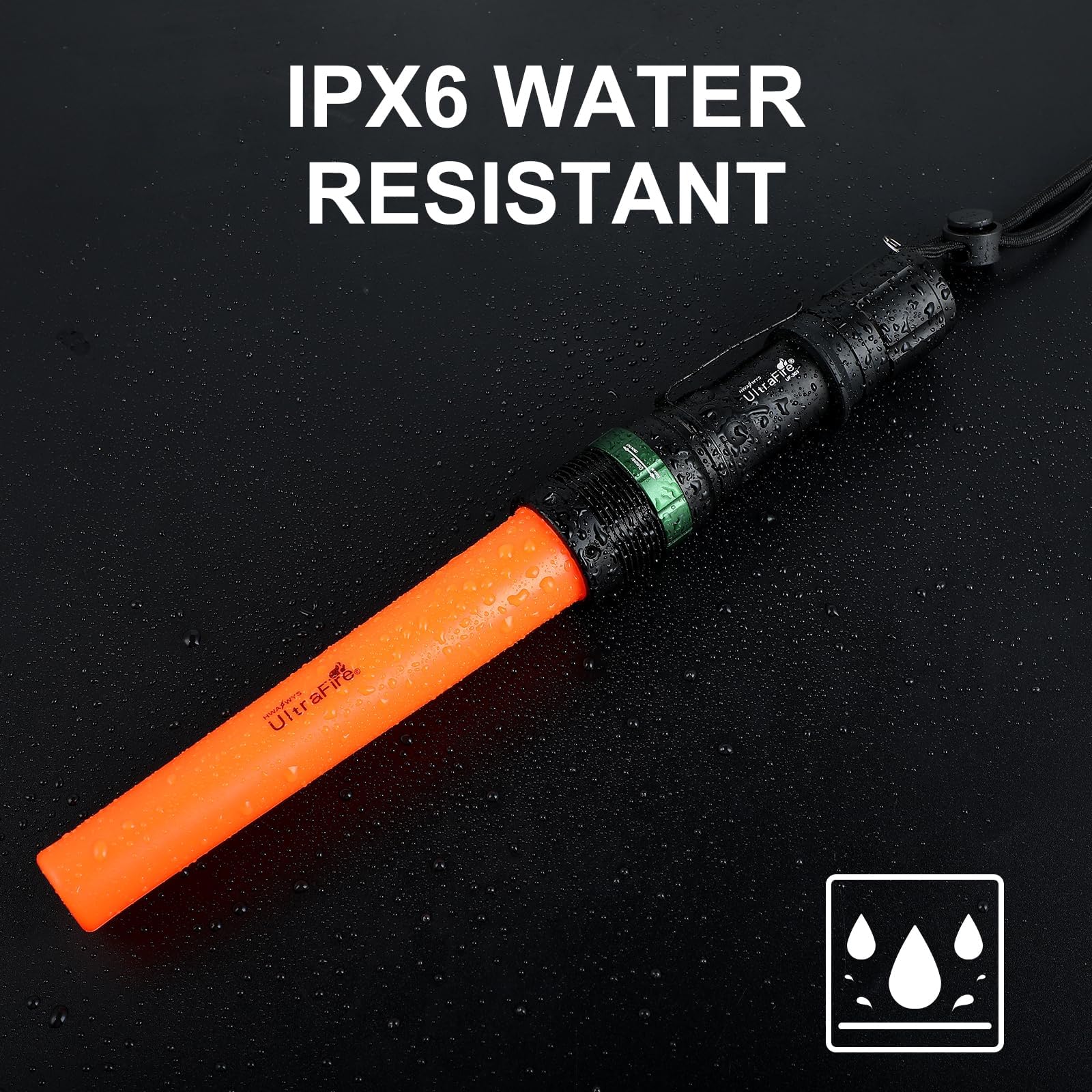 ULTRAFIRE - Linterna LED de señal de tráfico de 11 pulgadas con funda, 250 lúmenes con modo estroboscópico rojo, varitas de control de tráfico, aeropuerto, estacionamiento, servicio de policía de