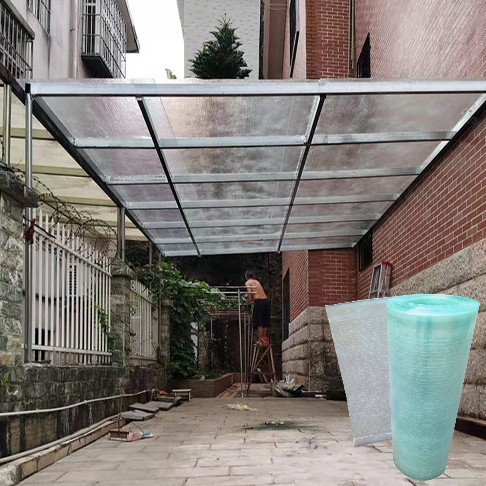 Panel de policarbonato de 1,2 mm, resistente a los rayos UV, impermeable, transparente, para invernadero de jardín, fácil de cortar y plegar, personalizable con tornillos (ancho x largo): 1 x 12 m