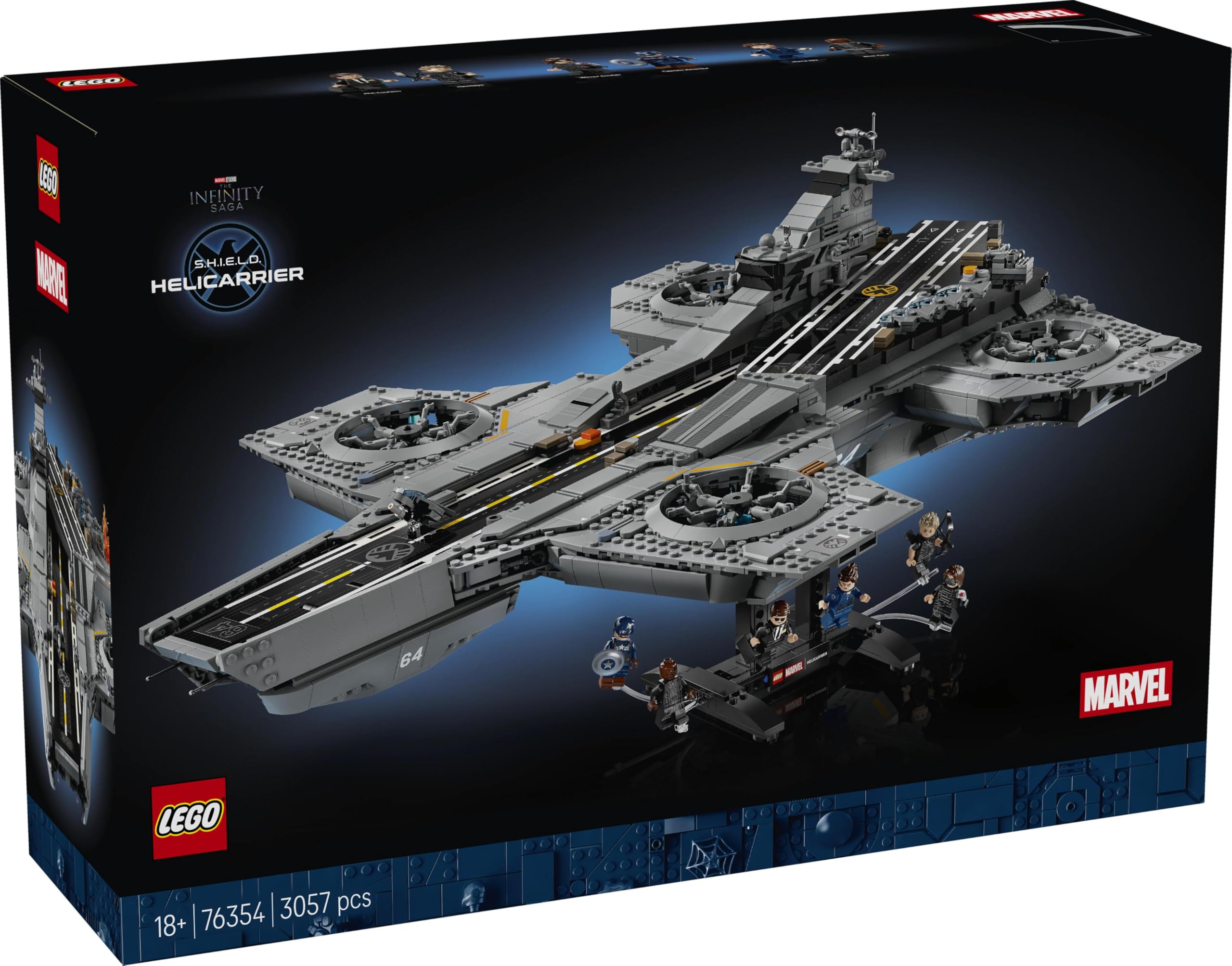 LEGO ǀ Marvel Elivelivolo S.H.I.E.L.D. - Kit di Modellismo per Adulti - 6 Minifigure, tra cui Captain America e Nick Fury - Decorazione per Mensola Fai da Te - Regalo per i Fan degli Avengers - 76354