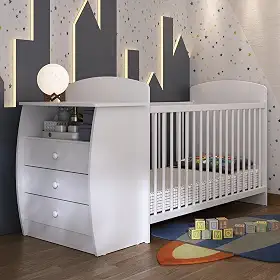 Berço Cômoda Multifuncional Colinho de mãe com colchão incluso Multimóveis Branco