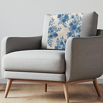 Blue Florals Recliner Headrest Cover Non Slip Sofa Chair Protector Washable Scratch Resistant Headrest Cover Seater Headrests Slipcovers with Fixing Nails Furniture Protector