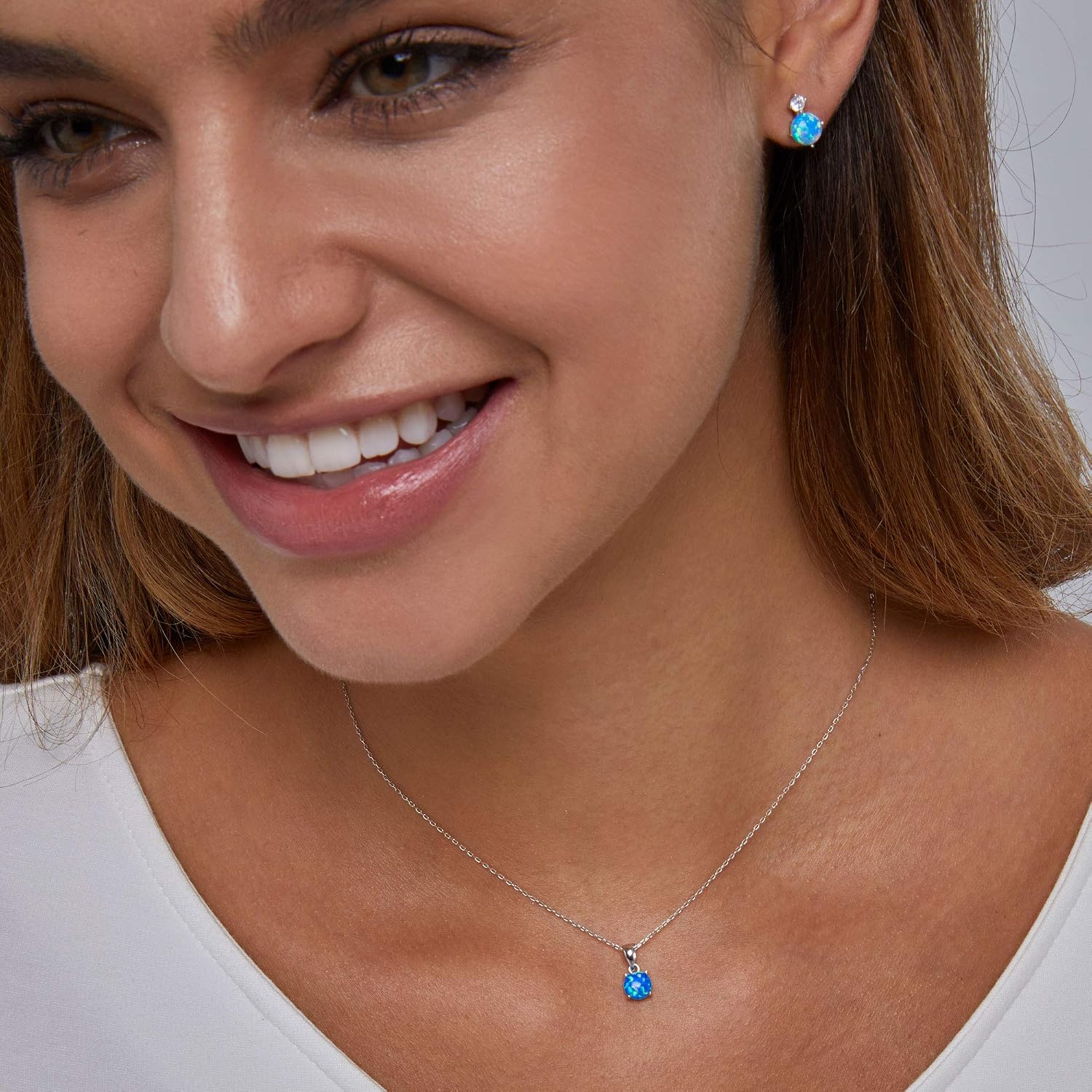 Michooyel Sterling Silver Opal Pendant Necklace Simple Dainty Solitaire Opal Jewelry for Women Gemstone Necklaces 18K Gold Rose Gold Necklace for Women image 3