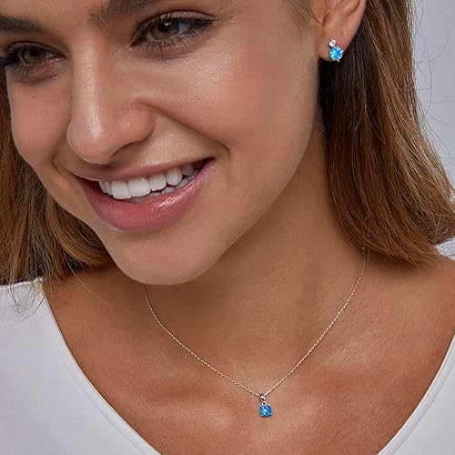 Miniatura 3 de Michooyel Sterling Silver Opal Pendant Necklace Simple Dainty Solitaire Opal Jewelry for Women Gemstone Necklaces 18K Gold Rose Gold Necklace for