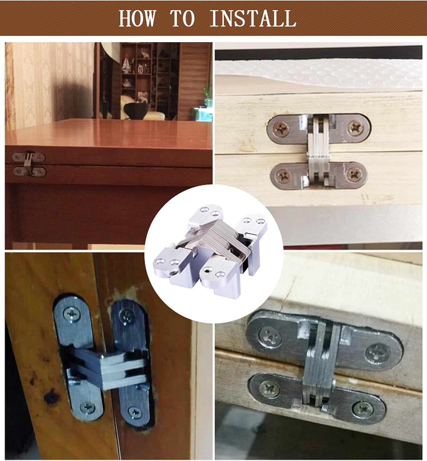 1PC Stainless Steel 304 Hidden Hinge,Silent Close Invisible Mounting Folding Door Hinge Door Furniture Hardware with Screws (5 #(25X118mm) ,1PC)