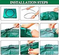 Vista 7 de Bolsa de jardín de 72 galones, plegable, reutilizable, resistente, bolsas de basura para césped, patio, hojas, desechos, bolsas de jardín