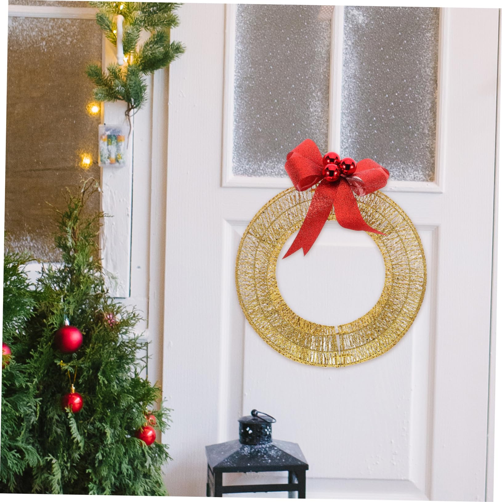 Navideña Metálica Luces LED Cálidas Guirnalda Decorativa Iluminada para Interiores y Exteriores Adorno Colgante para Puerta y Fiesta