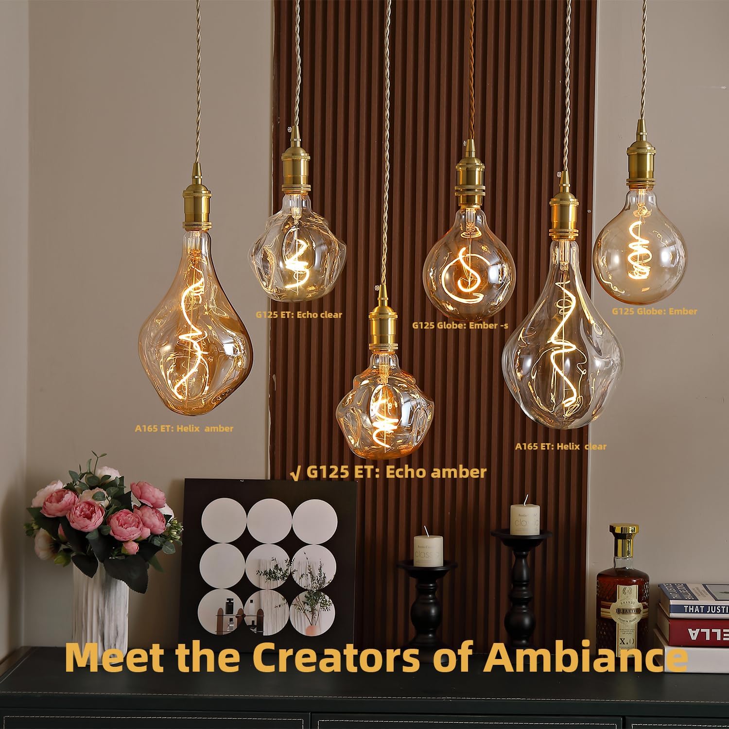 G125 Large Oversized LED Edison Bulb,5 Watt 400 Lumens 2200k Warm Yellow Unique Light Bulbs,Amber Glass E26 Base Huge Globe Vintage Decorative Dimmable Light For Bedroom Living Room Bar Cafe,1Pack