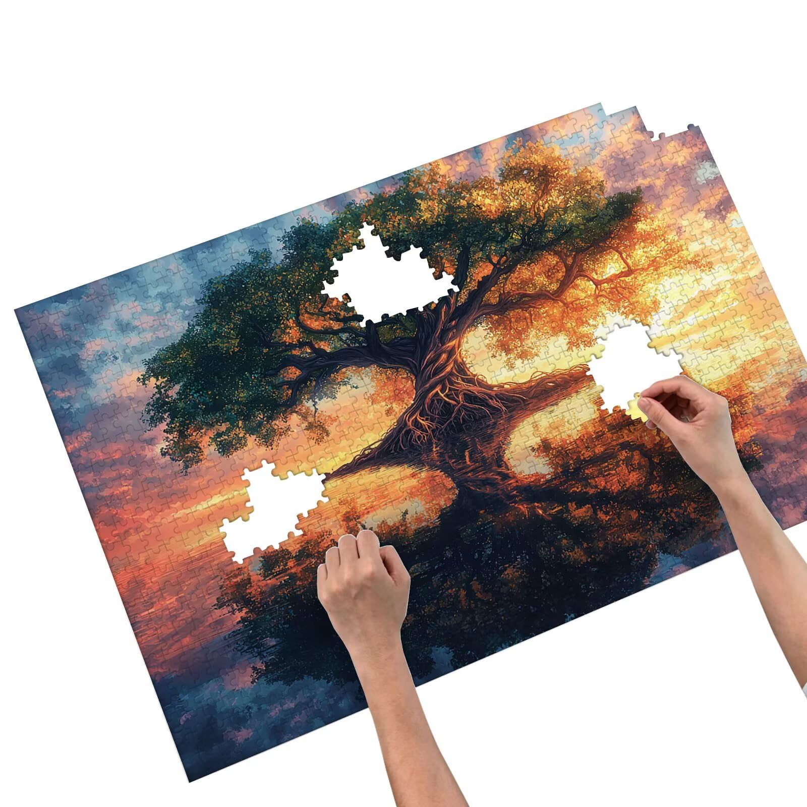 Puzzle 3000 Pièces, Puzzle 3000 Pièces Adultes en Bois, Bricolage Jeu Éducatif avec Boite Cadeau pour Adultes, Bois Épais et Résistant, Puzzles pour Décor, Cadeau Femme, Thème: Arbre de Vie, H-43